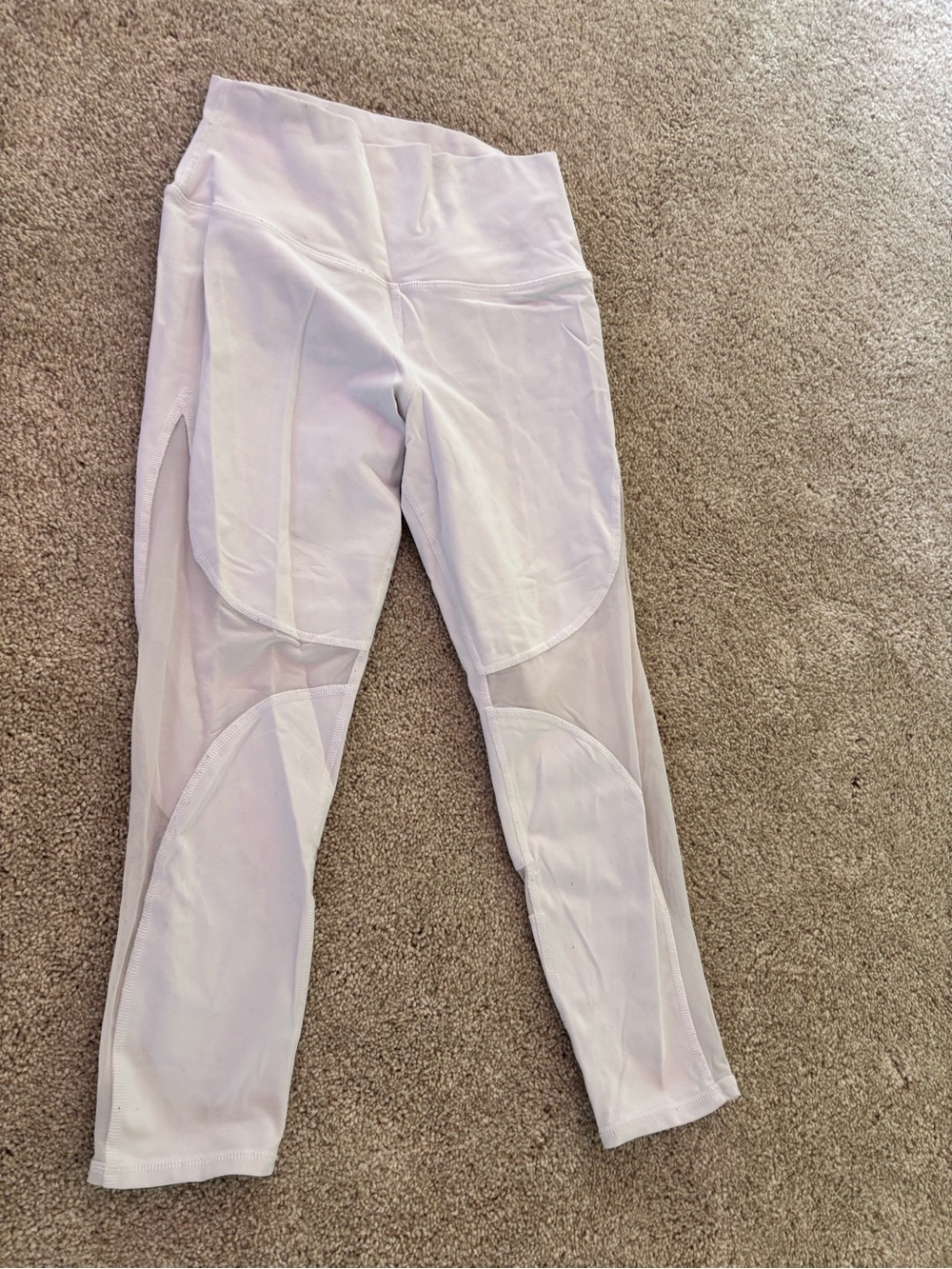 ALO Yoga White Mesh-Panel Leggings